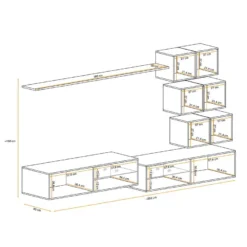 Ensemble Meuble TV "Switch XXIV" 250cm Naturel & Blanc 9 Ensemble Meuble TV "Switch XXIV" 250cm Naturel & Blanc -Pas Cher Mobiliora Magasin meuble tv 15863325