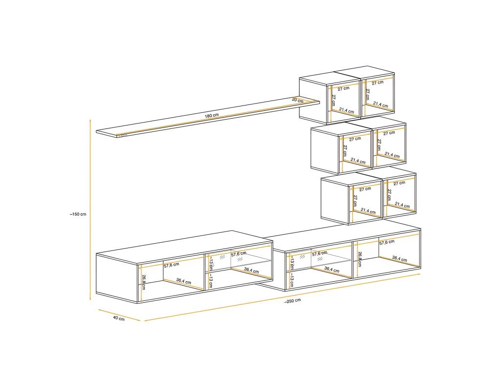 Ensemble Meuble TV "Switch XXIV" 250cm Naturel & Blanc 6 Ensemble Meuble TV "Switch XXIV" 250cm Naturel & Blanc – Image 4