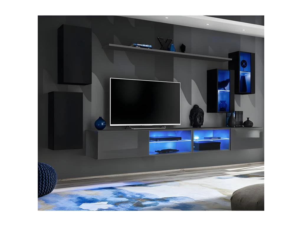 Ensemble Meuble TV "Switch XXV" 280cm Noir & Gris 3 Ensemble Meuble TV "Switch XXV" 280cm Noir & Gris