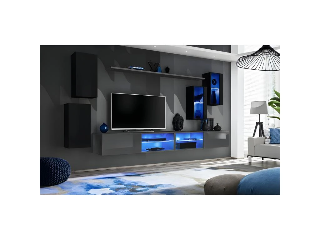 Ensemble Meuble TV "Switch XXV" 280cm Noir & Gris 4 Ensemble Meuble TV "Switch XXV" 280cm Noir & Gris – Image 2