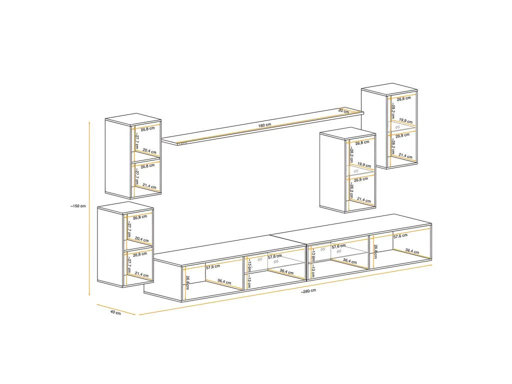 Ensemble Meuble TV "Switch XXV" 280cm Noir & Gris 6 Ensemble Meuble TV "Switch XXV" 280cm Noir & Gris – Image 4