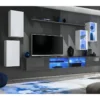 Ensemble Meuble TV "Switch XXV" 280cm Blanc & Gris -Pas Cher Mobiliora Magasin meuble tv 15863359