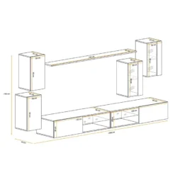 Ensemble Meuble TV "Switch XXV" 280cm Naturel & Blanc 8 Ensemble Meuble TV "Switch XXV" 280cm Naturel & Blanc -Pas Cher Mobiliora Magasin meuble tv 15863443