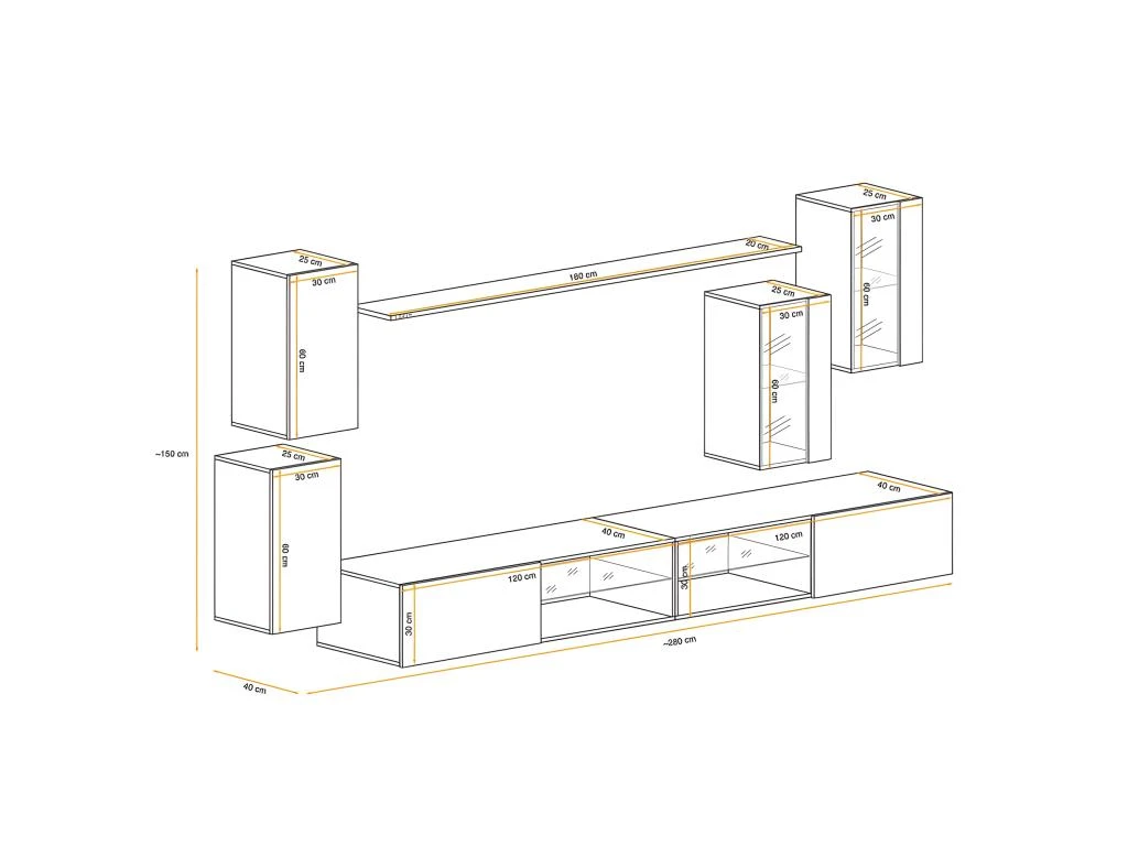 Ensemble Meuble TV "Switch XXV" 280cm Naturel & Blanc 5 Ensemble Meuble TV "Switch XXV" 280cm Naturel & Blanc – Image 3