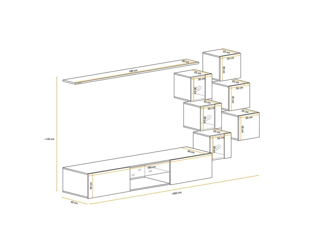 Ensemble Meuble TV "Switch XXI" 260cm Blanc & Naturel 5 Ensemble Meuble TV "Switch XXI" 260cm Blanc & Naturel – Image 3