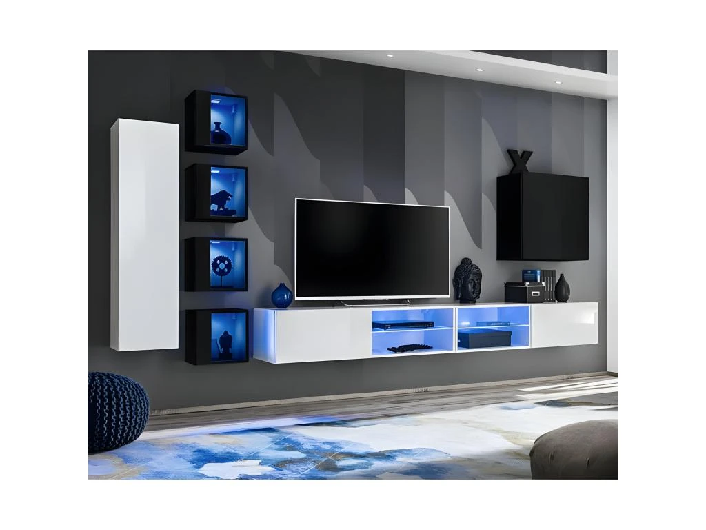 Ensemble Meuble TV "Switch XXVI" 320cm Blanc & Noir 3 Ensemble Meuble TV "Switch XXVI" 320cm Blanc & Noir