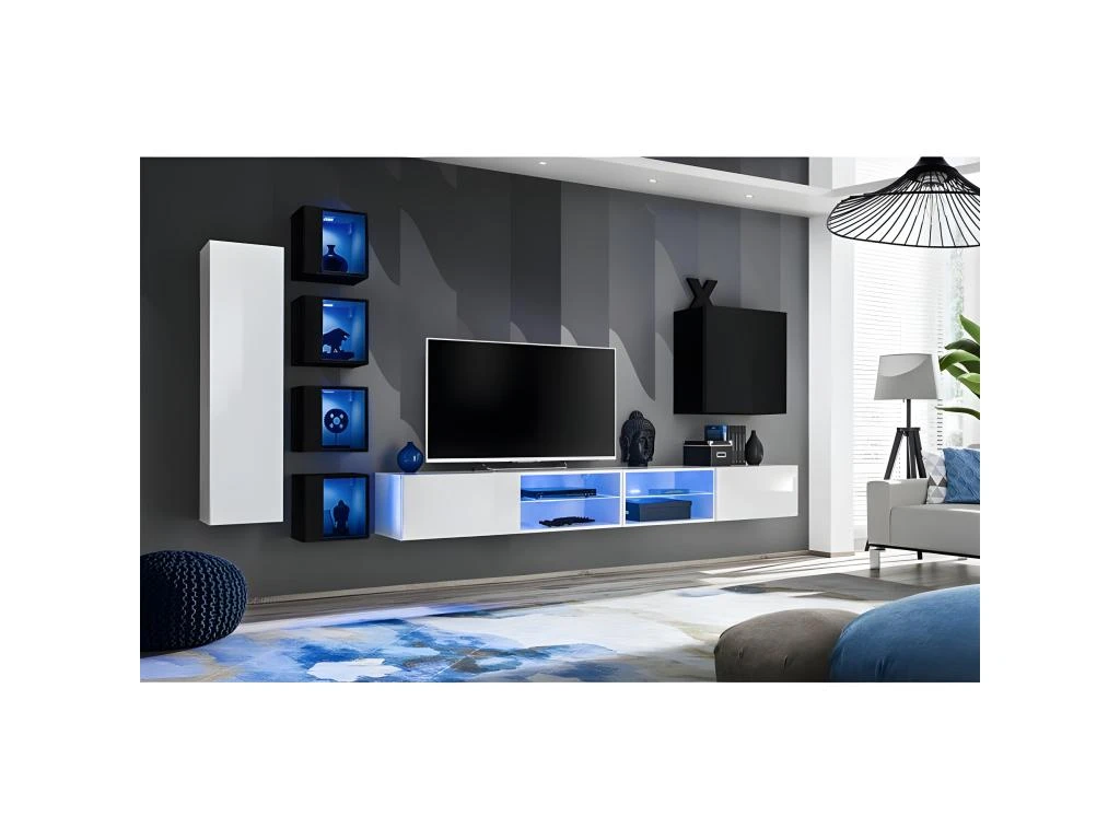 Ensemble Meuble TV "Switch XXVI" 320cm Blanc & Noir 4 Ensemble Meuble TV "Switch XXVI" 320cm Blanc & Noir – Image 2