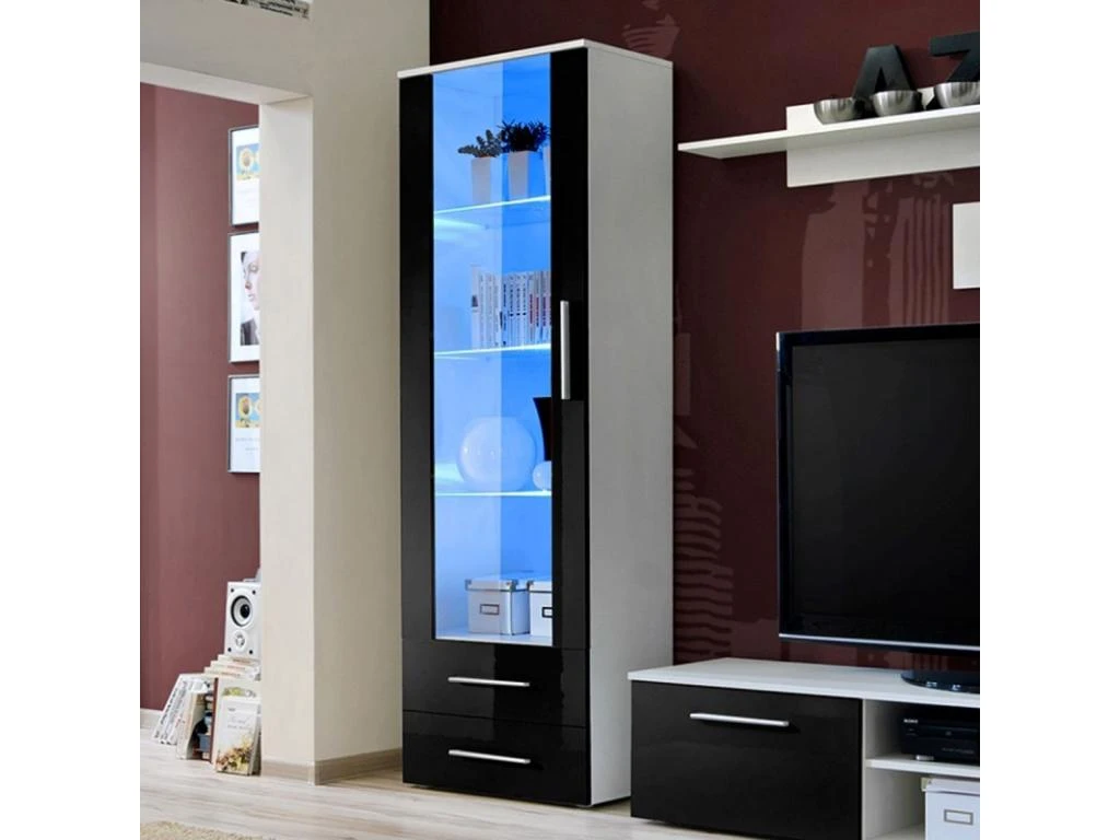 Ensemble Meuble TV & Bibliothèque "Galino I White" 250cm Noir & Blanc 4 Ensemble Meuble TV & Bibliothèque "Galino I White" 250cm Noir & Blanc – Image 2