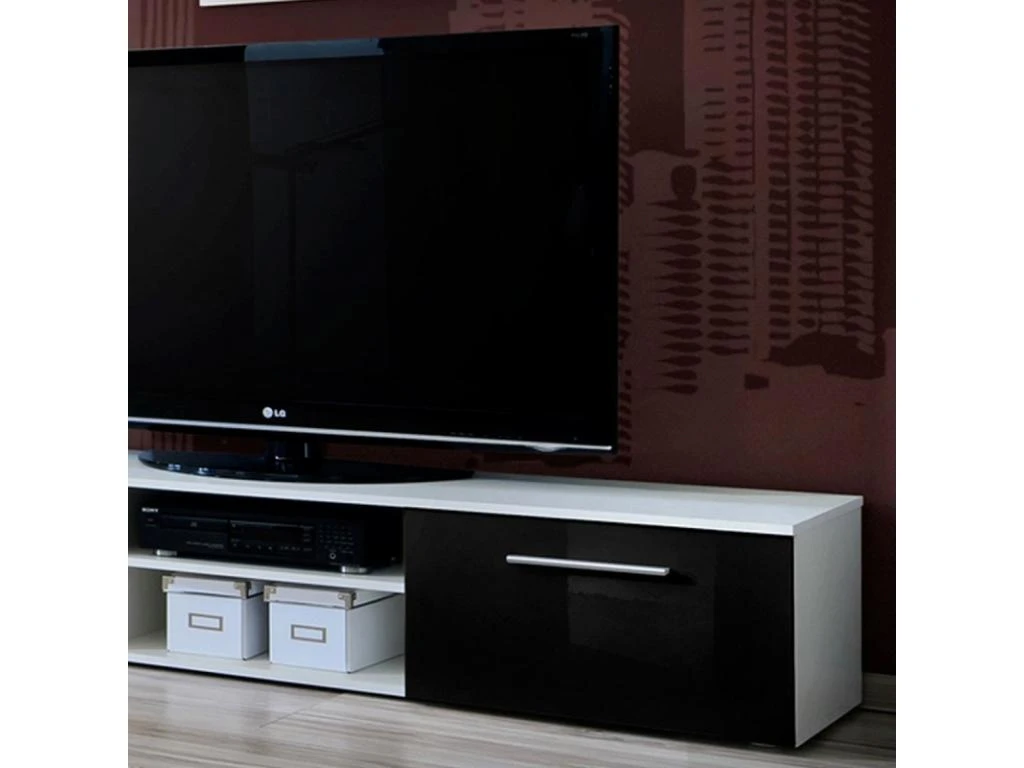 Ensemble Meuble TV & Bibliothèque "Galino I White" 250cm Noir & Blanc 5 Ensemble Meuble TV & Bibliothèque "Galino I White" 250cm Noir & Blanc – Image 3