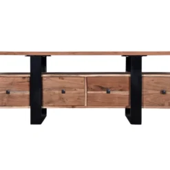 Meuble TV Avec 4 Tiroirs Et 1 étagère En Bois D'acacia Et Métal - Naturel Clair Et Noir - ADIXIA -Pas Cher Mobiliora Magasin meuble tv 16579341