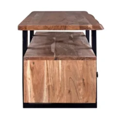 Meuble TV Avec 4 Tiroirs Et 1 étagère En Bois D'acacia Et Métal - Naturel Clair Et Noir - ADIXIA -Pas Cher Mobiliora Magasin meuble tv 16579373