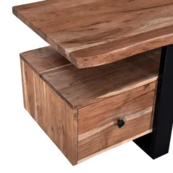 Meuble TV Avec 4 Tiroirs Et 1 étagère En Bois D'acacia Et Métal - Naturel Clair Et Noir - ADIXIA -Pas Cher Mobiliora Magasin meuble tv 16579393