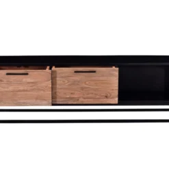 Meuble TV Avec 2 Tiroirs Et 1 Niche En Bois D'acacia Et Métal - Naturel Foncé Et Noir - ALYONA 15 Meuble TV Avec 2 Tiroirs Et 1 Niche En Bois D'acacia Et Métal - Naturel Foncé Et Noir - ALYONA -Pas Cher Mobiliora Magasin meuble tv 16580075