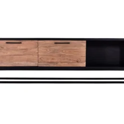 Meuble TV Avec 2 Tiroirs Et 1 Niche En Bois D'acacia Et Métal - Naturel Foncé Et Noir - ALYONA 14 Meuble TV Avec 2 Tiroirs Et 1 Niche En Bois D'acacia Et Métal - Naturel Foncé Et Noir - ALYONA -Pas Cher Mobiliora Magasin meuble tv 16580103