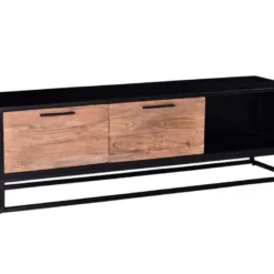 Meuble TV Avec 2 Tiroirs Et 1 Niche En Bois D'acacia Et Métal - Naturel Foncé Et Noir - ALYONA 12 Meuble TV Avec 2 Tiroirs Et 1 Niche En Bois D'acacia Et Métal - Naturel Foncé Et Noir - ALYONA -Pas Cher Mobiliora Magasin meuble tv 16580127