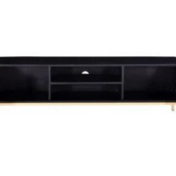 Meuble TV Avec 2 Portes Et 1 étagère En Bois De Manguier Et Métal - Noir Et Doré - ANALIMY -Pas Cher Mobiliora Magasin meuble tv 16582461