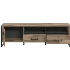 Meuble TV 1 Porte 2 Tiroirs Décor Bois Recyclé Et Métal Noir - APACHE 9 Meuble TV 1 Porte 2 Tiroirs Décor Bois Recyclé Et Métal Noir - APACHE -Pas Cher Mobiliora Magasin meuble tv 17569021