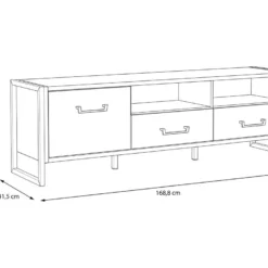 Meuble TV 1 Porte 2 Tiroirs Décor Bois Recyclé Et Métal Noir - APACHE 10 Meuble TV 1 Porte 2 Tiroirs Décor Bois Recyclé Et Métal Noir - APACHE -Pas Cher Mobiliora Magasin meuble tv 17569023