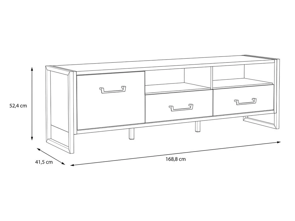 Meuble TV 1 Porte 2 Tiroirs Décor Bois Recyclé Et Métal Noir - APACHE 6 Meuble TV 1 Porte 2 Tiroirs Décor Bois Recyclé Et Métal Noir - APACHE – Image 4