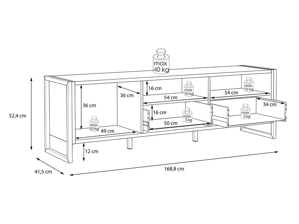 Meuble TV 1 Porte 2 Tiroirs Décor Bois Recyclé Et Métal Noir - APACHE 7 Meuble TV 1 Porte 2 Tiroirs Décor Bois Recyclé Et Métal Noir - APACHE – Image 5