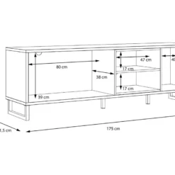 Meuble TV Décor Noir Et Chêne Clair Avec Poignées Métal Noir - BAILEY 11 Meuble TV Décor Noir Et Chêne Clair Avec Poignées Métal Noir - BAILEY -Pas Cher Mobiliora Magasin meuble tv 17569035