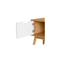 Meuble TV 2 Niches 2 Portes Gris/Blanc/Bois - ENJOY -Pas Cher Mobiliora Magasin meuble tv 17629493
