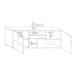 Meuble TV 2 Portes 1 Tiroir Béton Ciré Foncé - TICATO -Pas Cher Mobiliora Magasin meuble tv 17629723
