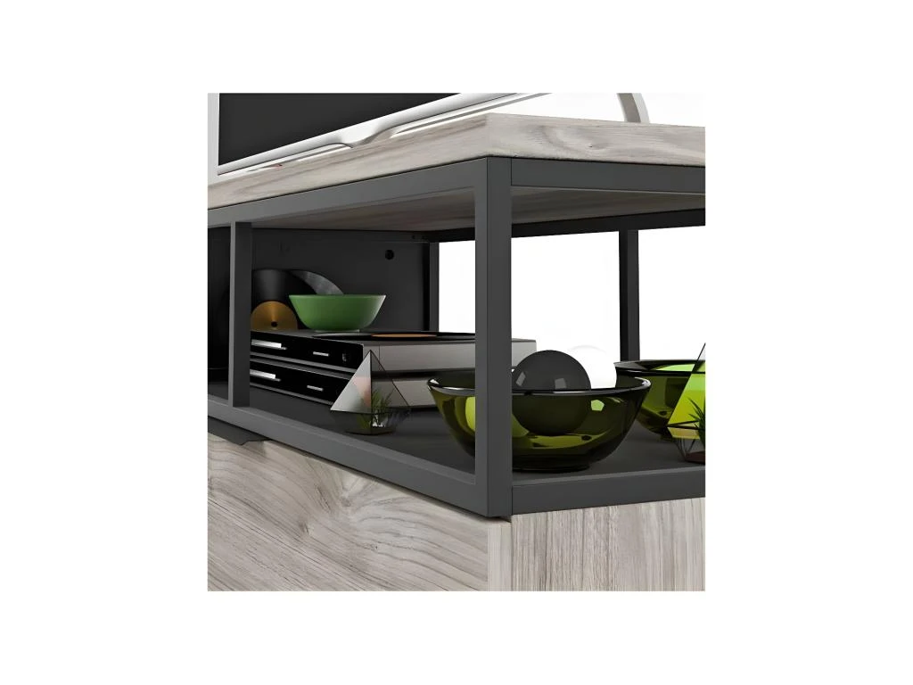 Meuble TV 1 Porte 1 Tiroir Bois/Métal - LEOKI 6 Meuble TV 1 Porte 1 Tiroir Bois/Métal - LEOKI – Image 4