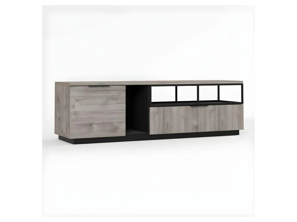Meuble TV 1 Porte 1 Tiroir Bois/Métal - LEOKI 7 Meuble TV 1 Porte 1 Tiroir Bois/Métal - LEOKI – Image 5