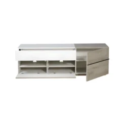 Meuble TV 1 Porte 1 Tiroir 1 Abattant Chêne Délavé/Blanc Mat - FLORINE -Pas Cher Mobiliora Magasin meuble tv 17629803