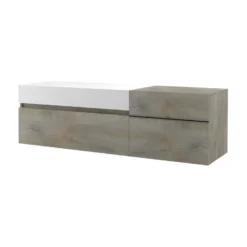 Meuble TV 1 Porte 1 Tiroir 1 Abattant Chêne Délavé/Blanc Mat - FLORINE -Pas Cher Mobiliora Magasin meuble tv 17629807