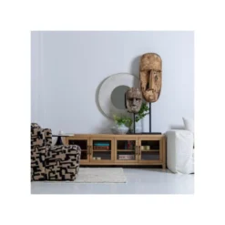 Meuble TV 4 Portes Bois D'orme Massif - IMANI -Pas Cher Mobiliora Magasin meuble tv 17629921