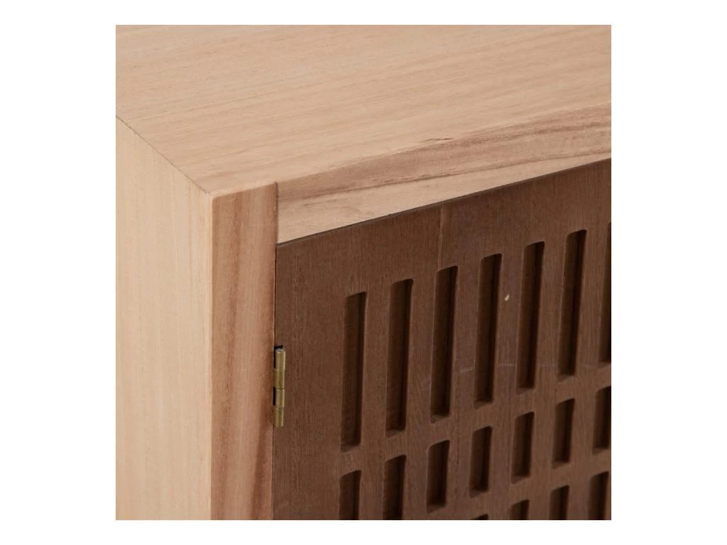 Meuble TV 1 Porte 1 Niche 3 Tiroirs Bois/Rotin - BISCUIT 6 Meuble TV 1 Porte 1 Niche 3 Tiroirs Bois/Rotin - BISCUIT – Image 4