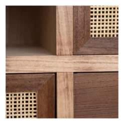 Meuble TV 1 Porte 1 Niche 3 Tiroirs Bois/Rotin - BISCUIT 12 Meuble TV 1 Porte 1 Niche 3 Tiroirs Bois/Rotin - BISCUIT -Pas Cher Mobiliora Magasin meuble tv 17630059