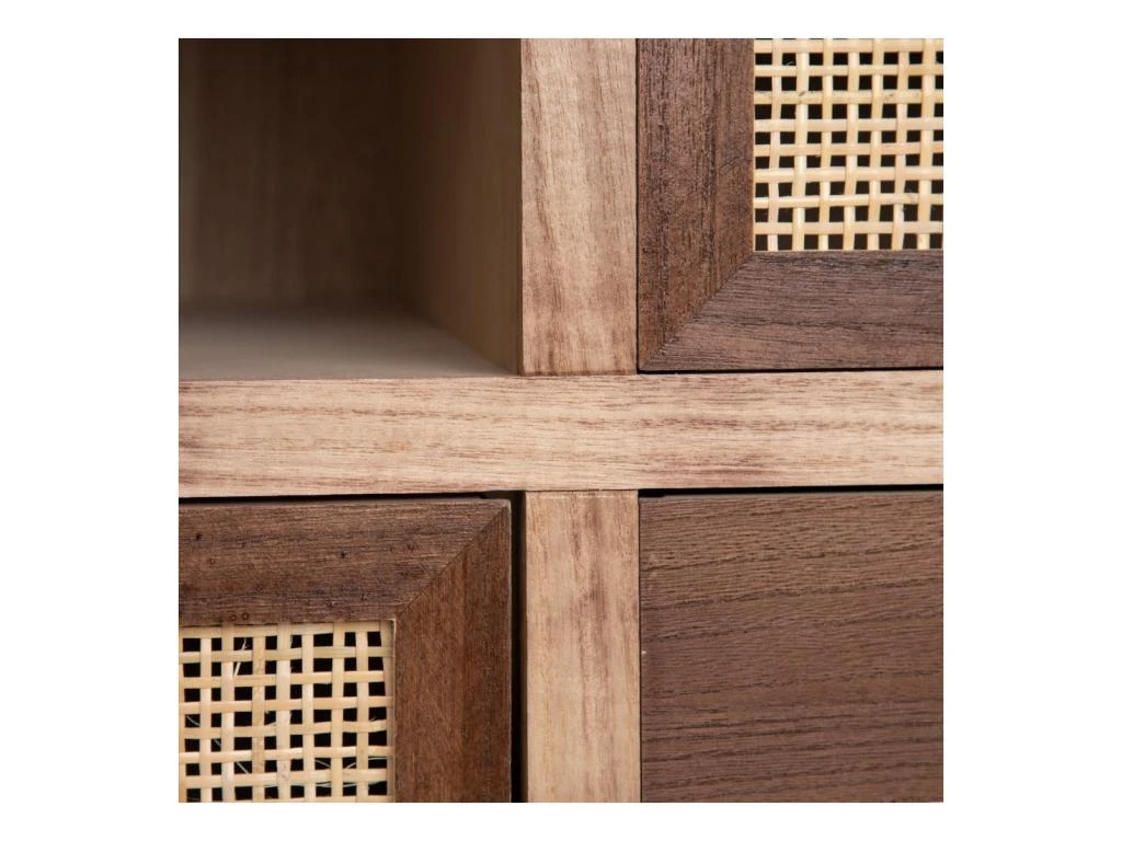 Meuble TV 1 Porte 1 Niche 3 Tiroirs Bois/Rotin - BISCUIT 7 Meuble TV 1 Porte 1 Niche 3 Tiroirs Bois/Rotin - BISCUIT – Image 5