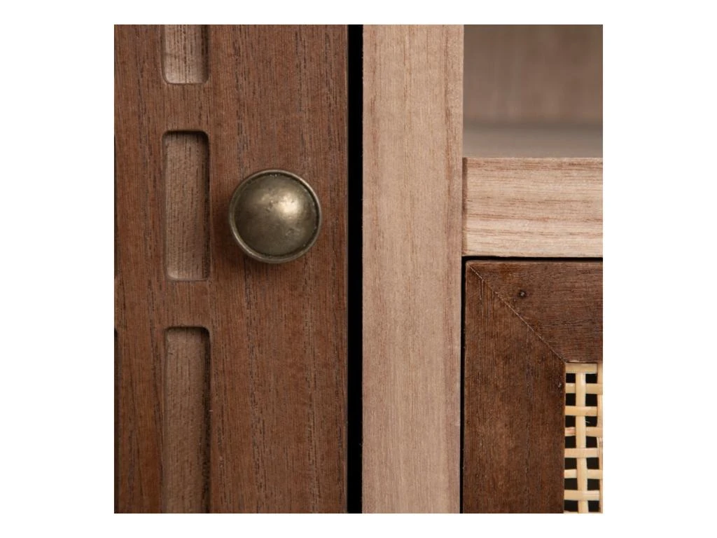 Meuble TV 1 Porte 1 Niche 3 Tiroirs Bois/Rotin - BISCUIT 8 Meuble TV 1 Porte 1 Niche 3 Tiroirs Bois/Rotin - BISCUIT – Image 6