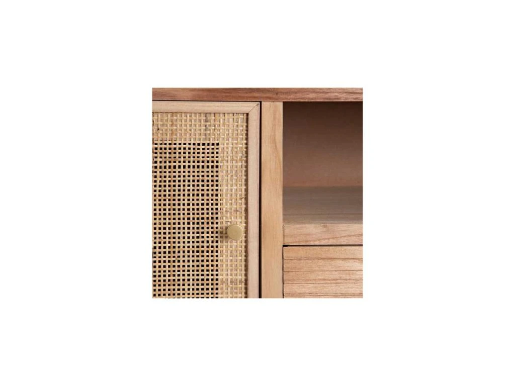 Meuble TV 1 Porte 3 Tiroirs Bois/Rotin - DAKUNA 7 Meuble TV 1 Porte 3 Tiroirs Bois/Rotin - DAKUNA – Image 5