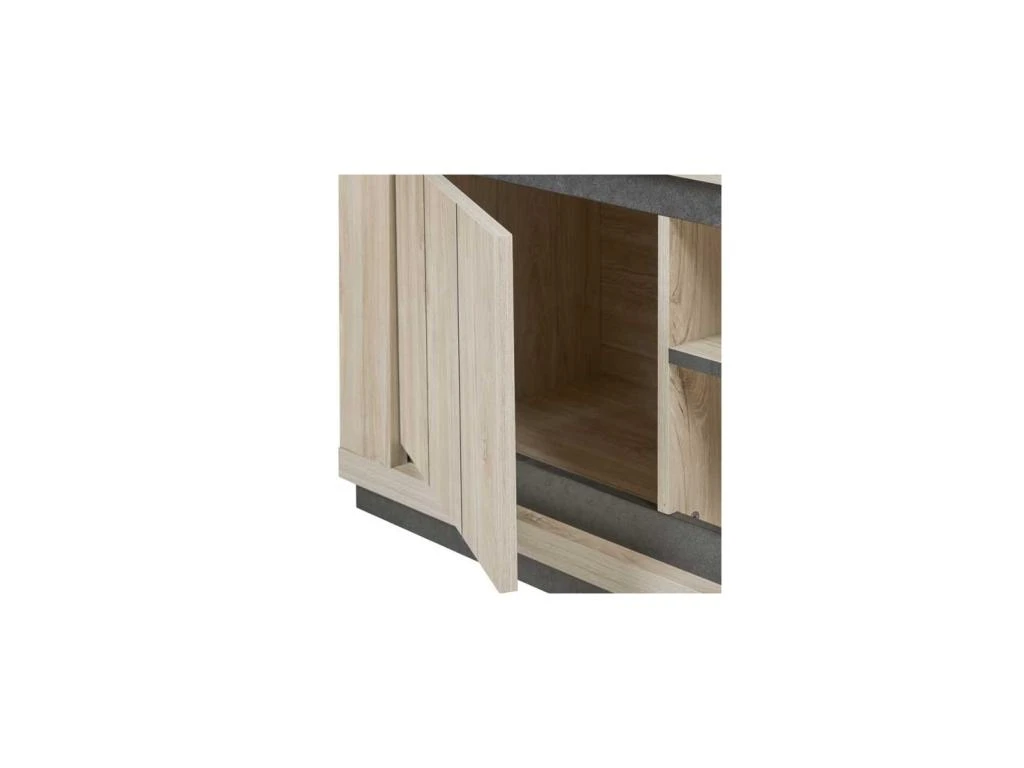 Meuble TV 2 Portes 2 Niches Chêne Délavé - SIMON 5 Meuble TV 2 Portes 2 Niches Chêne Délavé - SIMON – Image 3