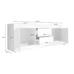 Meuble TV 2 Portes 2 Tiroirs Blanc Laqué Brillant - MATERA -Pas Cher Mobiliora Magasin meuble tv 17630277