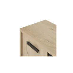 Meuble TV 2 Portes 2 Niches Bois Clair/Béton Ciré - HESTIA -Pas Cher Mobiliora Magasin meuble tv 17636963