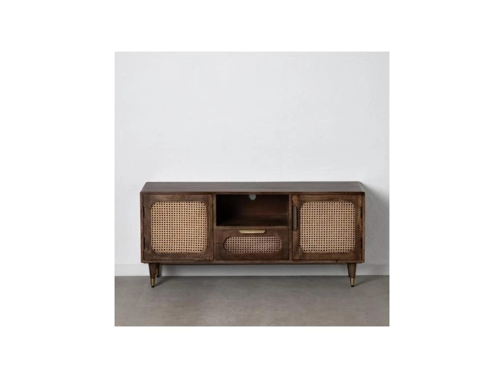 Meuble TV 2 Portes Bois Cannage Rotin - RITOU 4 Meuble TV 2 Portes Bois Cannage Rotin - RITOU – Image 2