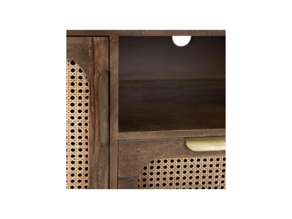 Meuble TV 2 Portes Bois Cannage Rotin - RITOU 7 Meuble TV 2 Portes Bois Cannage Rotin - RITOU – Image 5