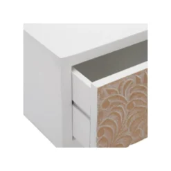 Meuble TV 6 Tiroirs Bois Massif/Blanc - FLORETTE -Pas Cher Mobiliora Magasin meuble tv 17789675