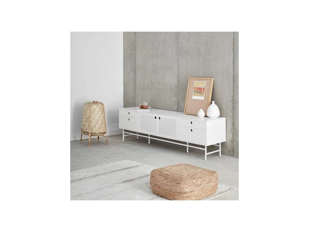 Meuble TV 2 Portes 4 Tiroirs Blanc/Blanc - TEULAT PUNTO 4 Meuble TV 2 Portes 4 Tiroirs Blanc/Blanc - TEULAT PUNTO – Image 2