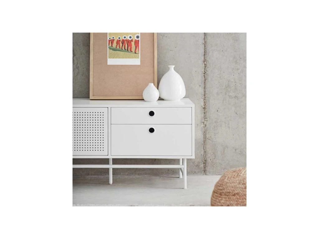 Meuble TV 2 Portes 4 Tiroirs Blanc/Blanc - TEULAT PUNTO 8 Meuble TV 2 Portes 4 Tiroirs Blanc/Blanc - TEULAT PUNTO – Image 6