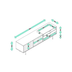 Long Meuble TV 2 Portes 3 Tiroirs Blanc/Chêne - TEULAT SIERRA -Pas Cher Mobiliora Magasin meuble tv 17999389