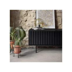 Long Meuble TV 2 Portes 3 Tiroirs Noir/Chêne - TEULAT SIERRA -Pas Cher Mobiliora Magasin meuble tv 17999607