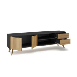 Meuble TV 2 Portes 2 Niches 2 Tiroirs Noir/Bois - PIGMENT 9 Meuble TV 2 Portes 2 Niches 2 Tiroirs Noir/Bois - PIGMENT -Pas Cher Mobiliora Magasin meuble tv 18175875