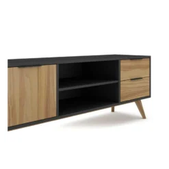 Meuble TV 2 Portes 2 Niches 2 Tiroirs Noir/Bois - PIGMENT 11 Meuble TV 2 Portes 2 Niches 2 Tiroirs Noir/Bois - PIGMENT -Pas Cher Mobiliora Magasin meuble tv 18175879