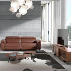 Meuble TV De Noyer Avec éclairage Intérieur à Led 3219 ANGEL CERDA -Pas Cher Mobiliora Magasin meuble tv 18431005